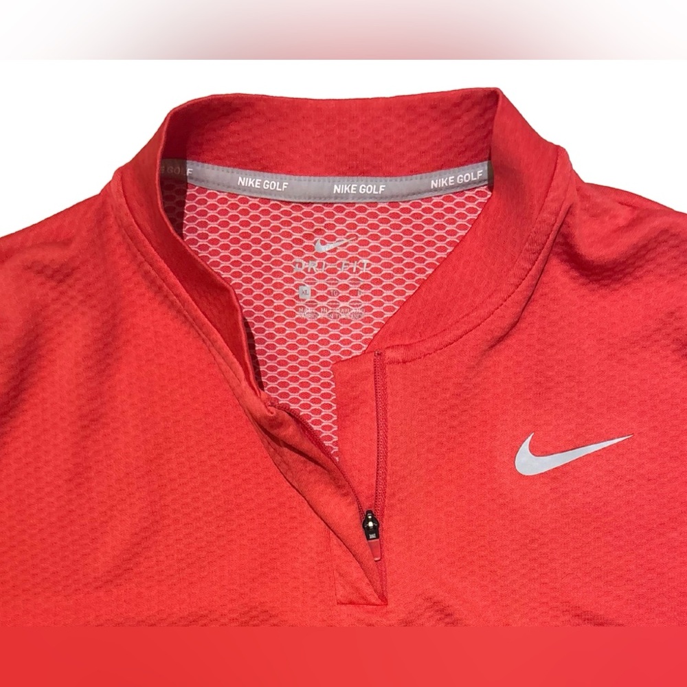 Title: ❤️ Nike Golf Dri-FIT Red Quarter-Zip Polo Shirt 👚 Women’s XL - Picture 2 of 2